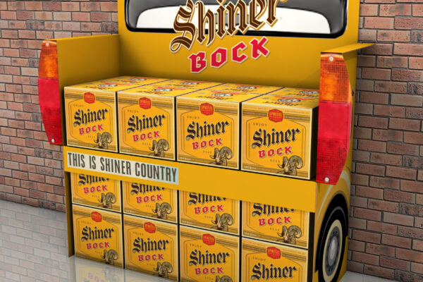This was a two-part design: after creating a full truck display for Shiner, we developed this smaller version to sit against a wall or endcap.